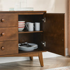 47.3' Mid Century Modern Sideboard Buffet Cabinet with Storage, Storage Cabinet with 2 Doors and 3 Drawers for Kitchen Dining Living Room, Accent Console Table, Walnut - Grand Goldman Shop