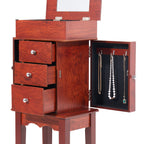 Jewelry Cabinet Armoire Standing Jewelry Storage Chest with 3 Drawers & Mirror - Grand Goldman Shop