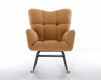 050-Teddy Fabric Rocking Gilder Nursery Chair For Living Room Indoor,Khaki - Grand Goldman Shop