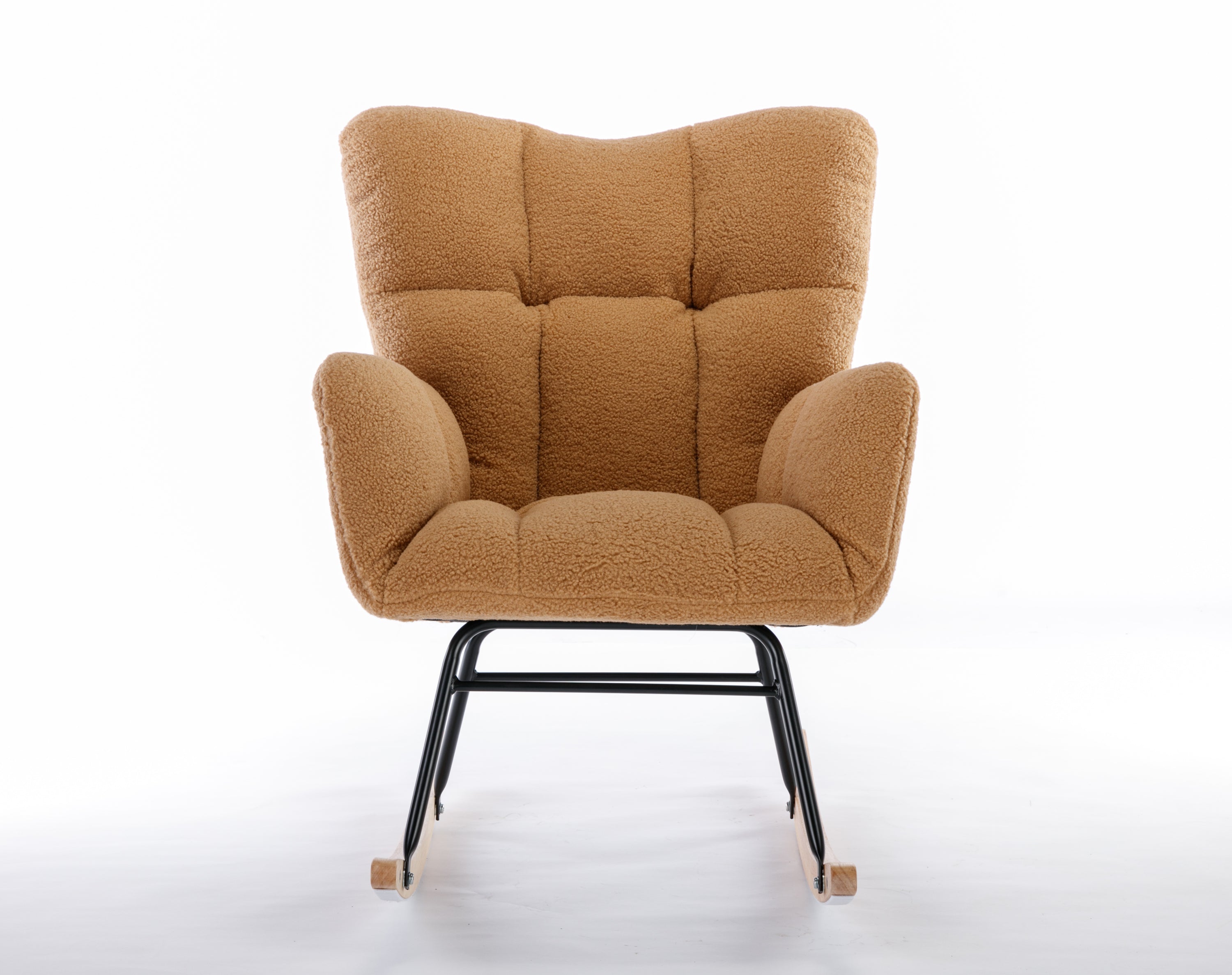 050-Teddy Fabric Rocking Gilder Nursery Chair For Living Room Indoor,Khaki - Grand Goldman Shop