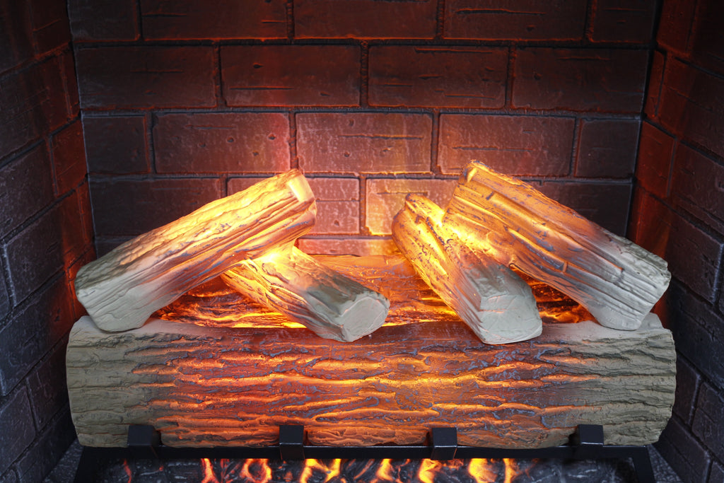 23 inch Infrared  heating electric fireplace insert, with log set & realistic flame, remote control with timer, overheating protection - Grand Goldman Shop
