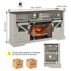 60 Inch Electric Fireplace  Entertainment Center With Door Sensor-Jasmine white color - Grand Goldman Shop