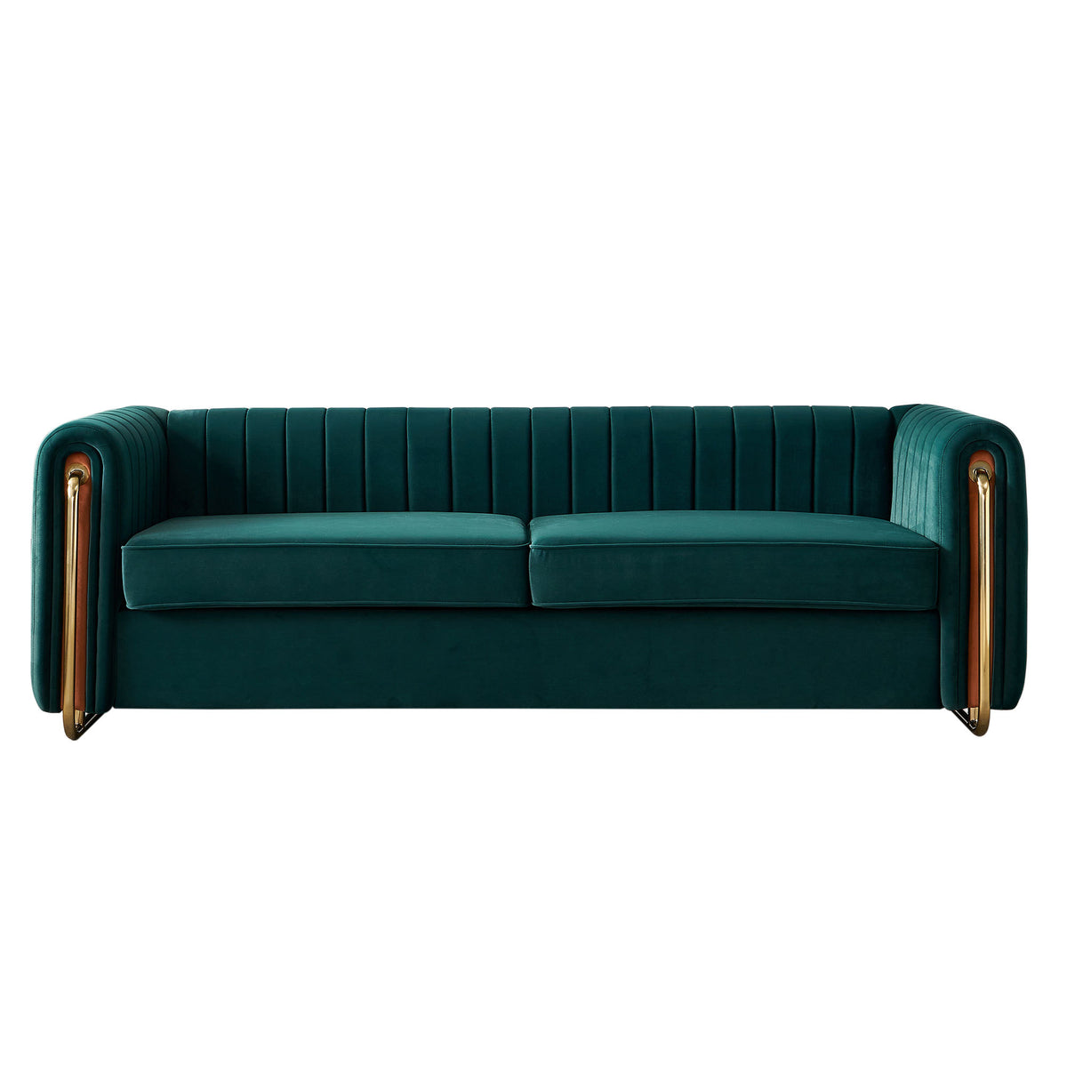 Contemporary Velvet Sofa Couch 84.25''W for Living Room, Green - Grand Goldman Shop
