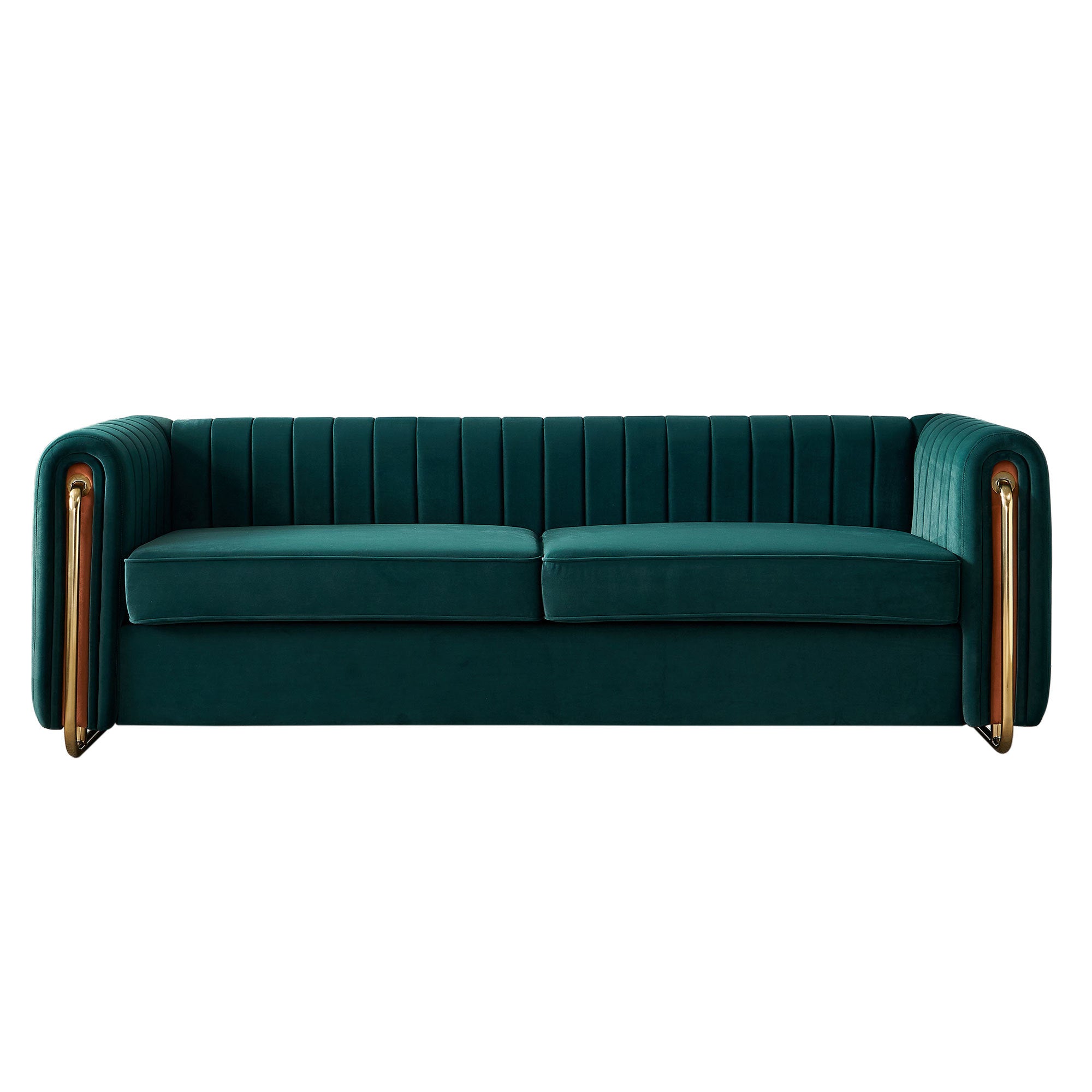 Contemporary Velvet Sofa Couch 84.25''W for Living Room, Green - Grand Goldman Shop