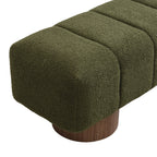 Upholstered Dining Bench for Dining Room, No-Assembly End of Bed Entryway Bench Ottoman for Bedroom Living Room, Green Boucle Fabric Stool Top Wood Leg 300 LBS Weight Capacity - Grand Goldman Shop