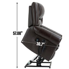 Power Lift Recliner Chair Heat Massage Dual Motor Infinite Position Up to 350 LBS, Genuine Leather, Heavy Duty Motion Mechanism with USB Ports, Brown - Grand Goldman Shop