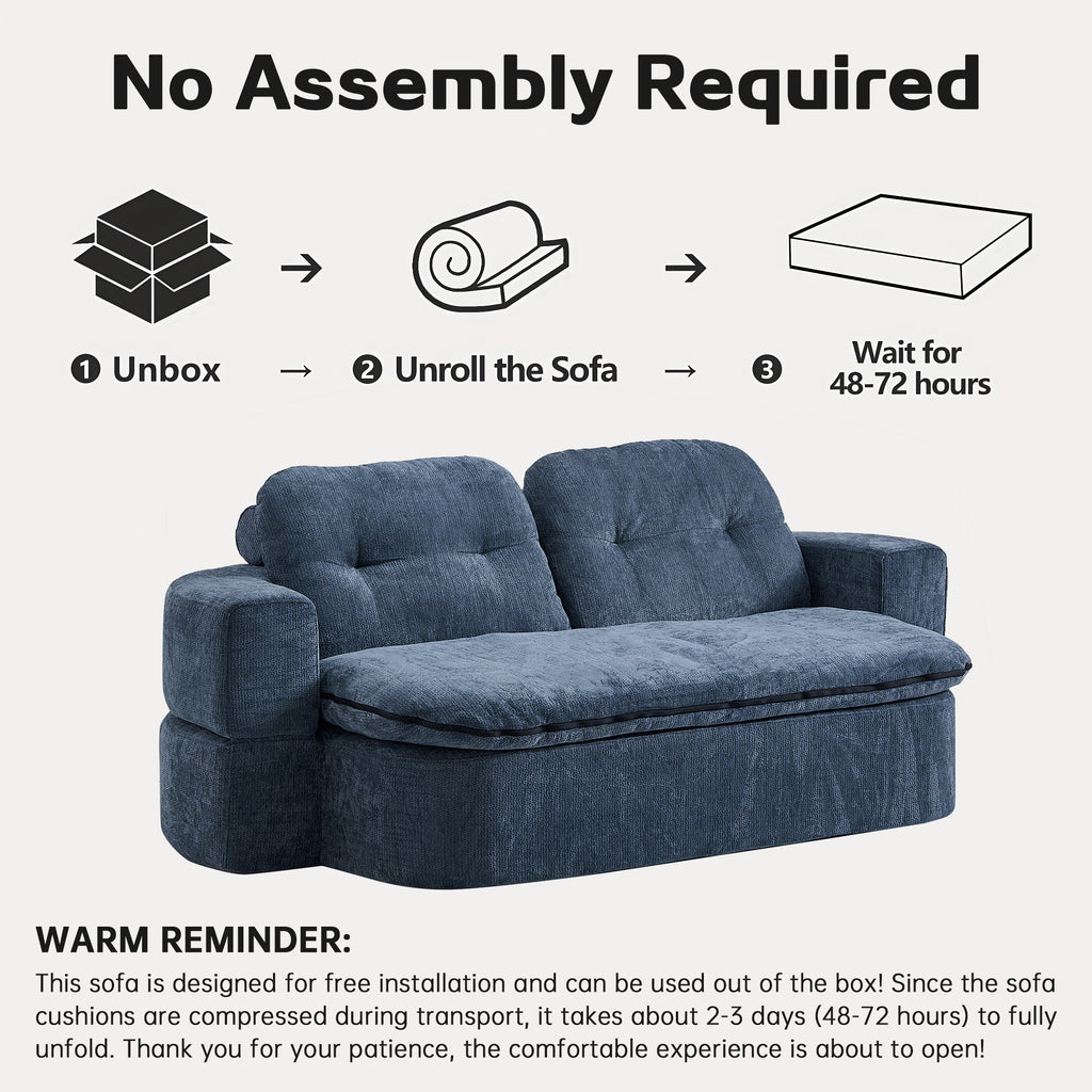 Modern Floor Sofa with 2 Pillows,Convertible Corduroy Fabric Foam-Filled Sleeper Sofa Bed, no assembly required,Convertible Sofa Cushion Unfolds into Quilt,Folding Mattress for Living Room,Playroom - Grand Goldman Shop