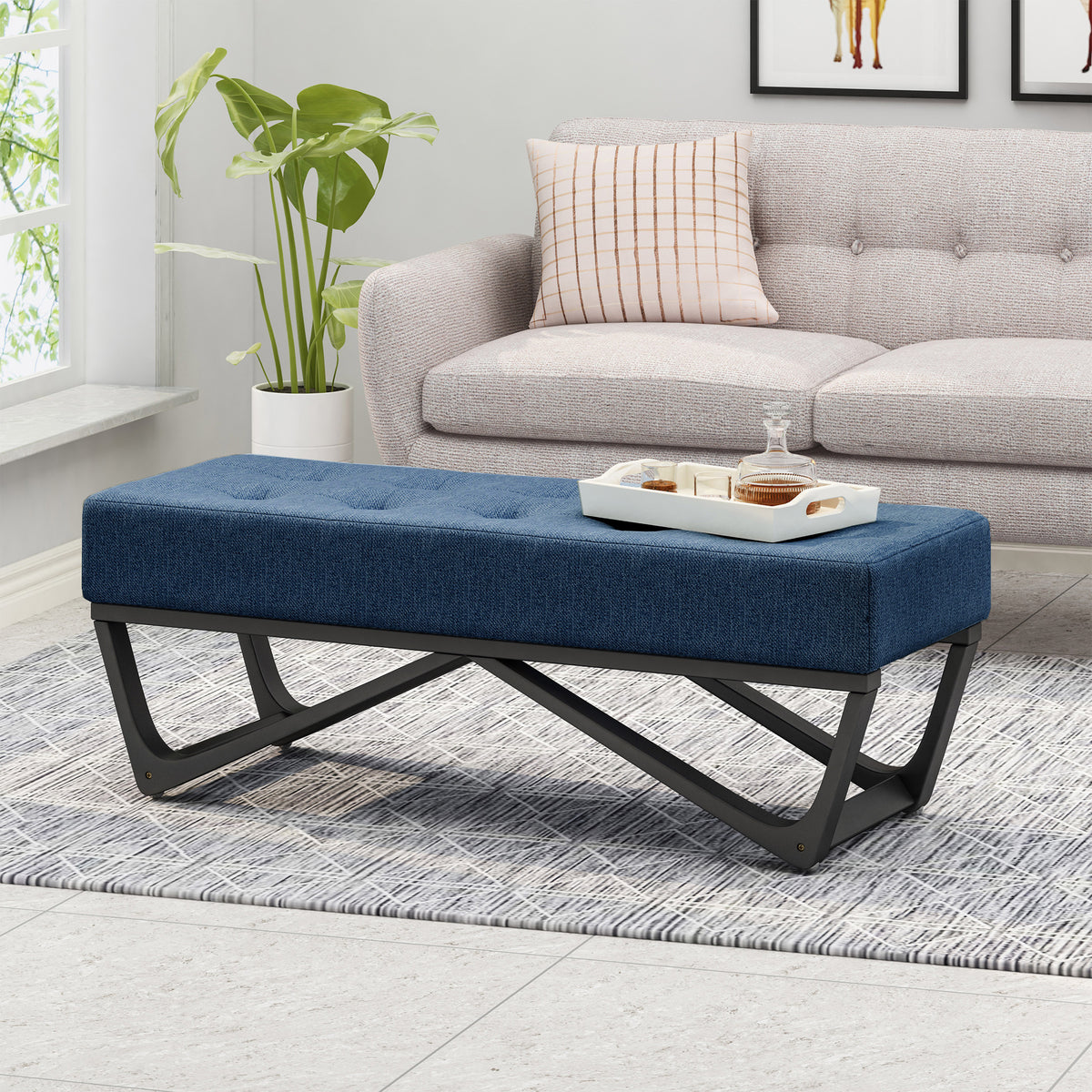 Navy blue Ottoman - Grand Goldman Shop