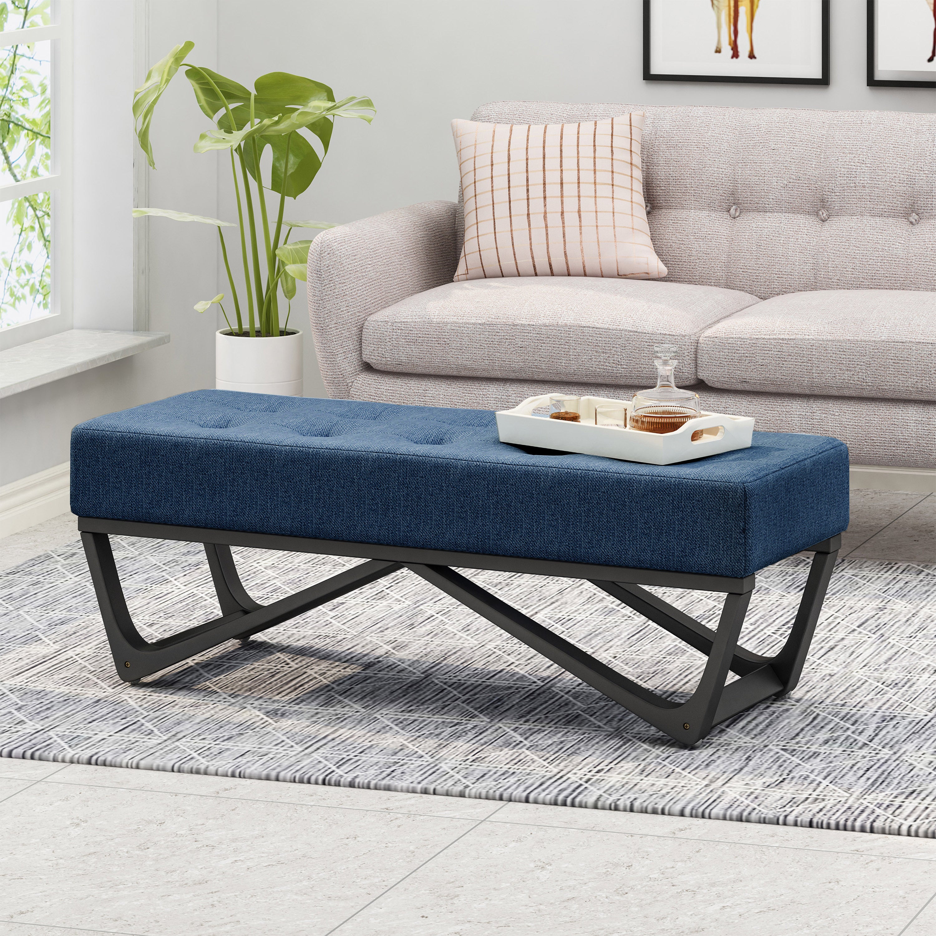 Navy blue Ottoman - Grand Goldman Shop