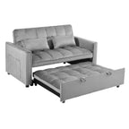 Convertible Sofa Bed, 3-in-1 Pull Out Couch Bed with Reclining Backrest, Pillows, Light Gray Velvet. - Grand Goldman Shop