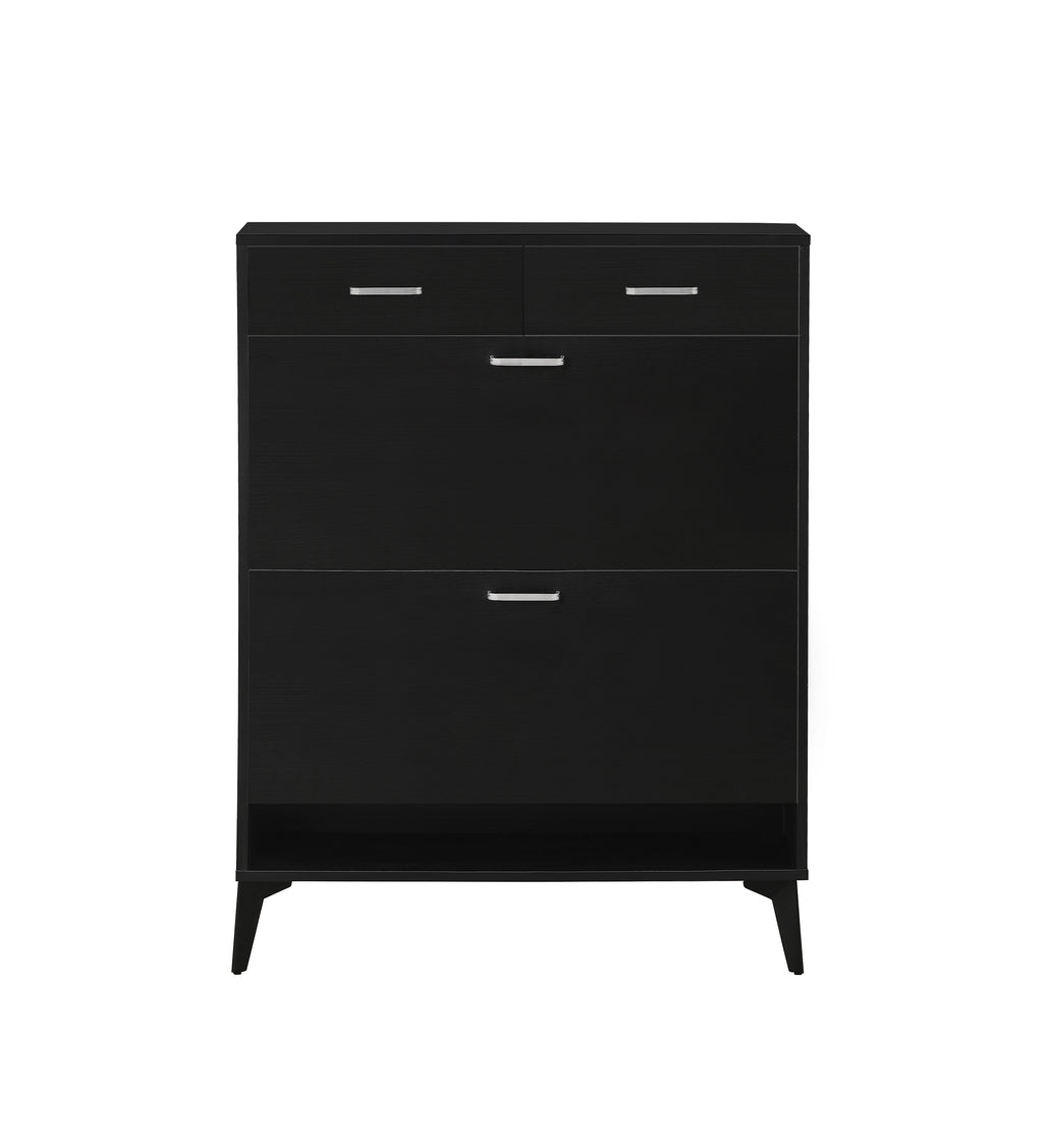 Large size Shoe Cabinet,Free Standing Tipping Bucket Shoe Rack Organizer with 2 Flip Drawers&2 Drawer,Modern Tipping Bucket for Entryway,Hallway,Bedroom-black - Grand Goldman Shop