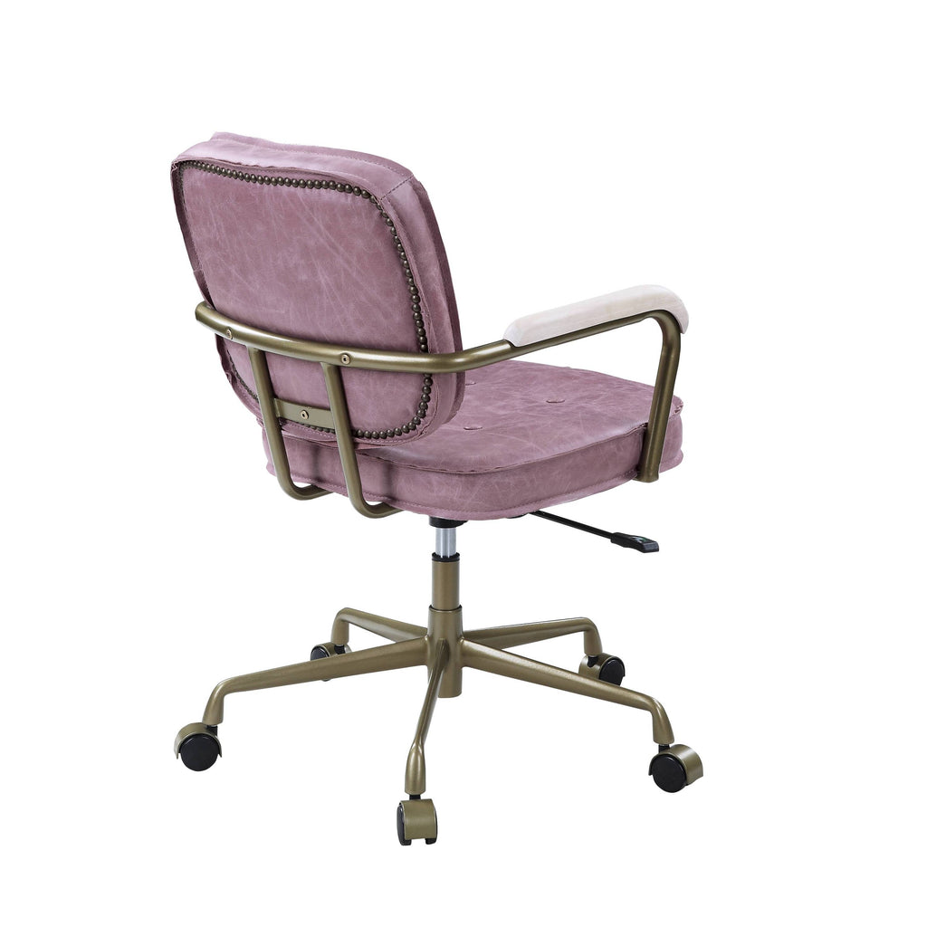 Siecross Pink Top Grain Leather Office Chair | Premium Home Decor - Grand Goldman