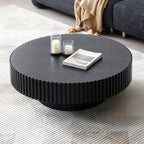 31.49'' Nesting Round Wood Coffee table for Apartment, Modern Living Room Coffee Table with Sturdy Pedestal ,BLACK (Same Sku:W876P243950) - Grand Goldman Shop