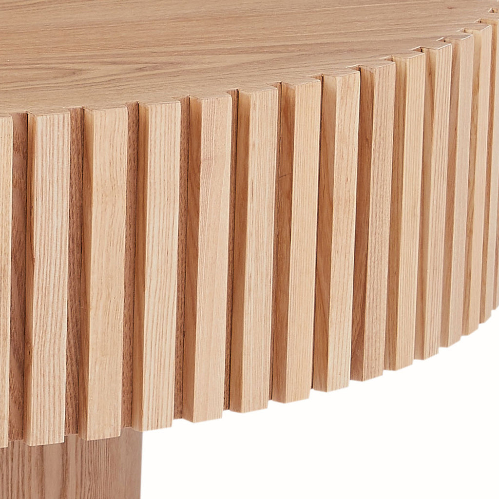 31.49'' Round Wood Coffee Table for Living Room, Modern Handcraft Drum Coffee Table, Circle Wooden Coffee Table for Small Space Apartment ASH.(Same Sku:W876P243948) - Grand Goldman Shop