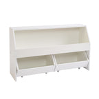 Toy Storage Organizer, Wooden Kids Bookshelf with Storage, Toy Storage Cabinet with 2 Mobile Drawers, Kids Storage Organizer 
