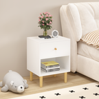 23.22''H White MDF Wooden Nightstand with One Drawer and One Shelf for Kids and Adults - Grand Goldman Shop