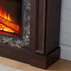 Electric Fireplace with Mantel, Fireplace Mantel, Fireplace Heater Freestanding, Realistic Stacked Stone Surround with Remote Control Timer LED Flame, Cherry, 45.66'W*11.8'D*40'H - Grand Goldman Shop