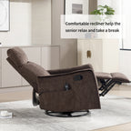 Heat Massage Manual Recliner Chair with Rocker and Swivel in Fabric for Living Room, Brown - Grand Goldman Shop