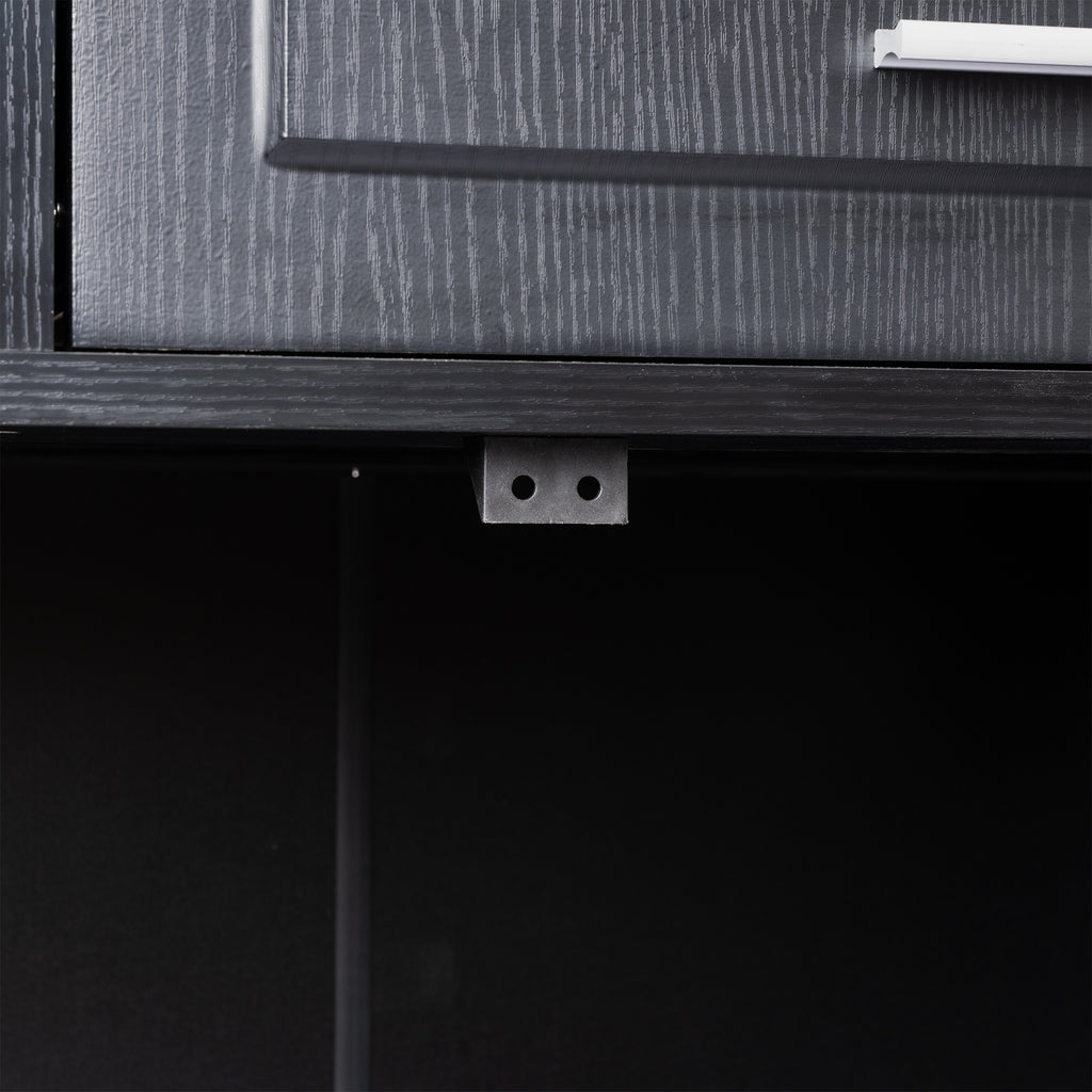 Black Fluted Sideboard Buffet Cabinet with 4 Doors and 3 Drawers, Modern Wood Kitchen Storage Console Table for Living Room Dining Room Entryway, 63' - Grand Goldman Shop