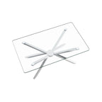 39.37' Rectangular Clear Tempered Glass Coffee Table,Stylish Design with silver Metal Legs, Coffee Table for Living Room - Grand Goldman Shop