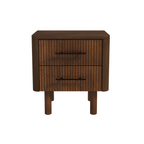 Logan Mid Century Modern Walnut Nightstand with 2 Drawers, Solid Wood, 24x 22x15 inches Drawers and Storage Shelf for Bedrooms, Small Spaces, Bedside Table - Grand Goldman Shop