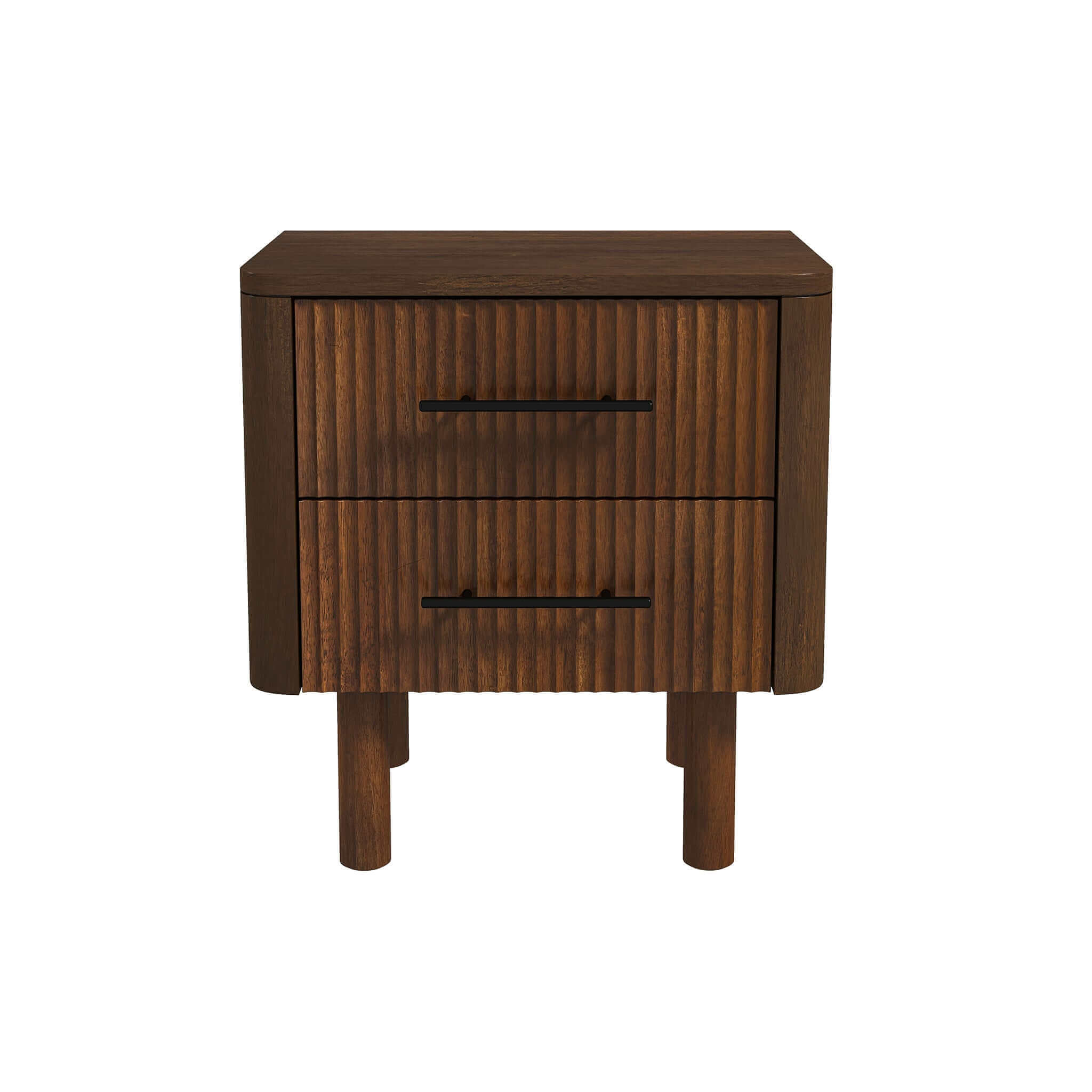 Logan Mid Century Modern Walnut Nightstand with 2 Drawers, Solid Wood, 24x 22x15 inches Drawers and Storage Shelf for Bedrooms, Small Spaces, Bedside Table - Grand Goldman Shop