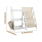3-Tier Kids Bookshelf, Toy Storage Organizer for Toddler, Book Shelf for Kids Rooms with Sling Book Rack and Storage Bag, Kid