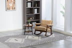 Mid Century Modern Accent Chair ,rocking chair with Wood Frame, Upholstered Living Room Chairs , Reading Armchair for Bedroom Sunroom - Grand Goldman Shop