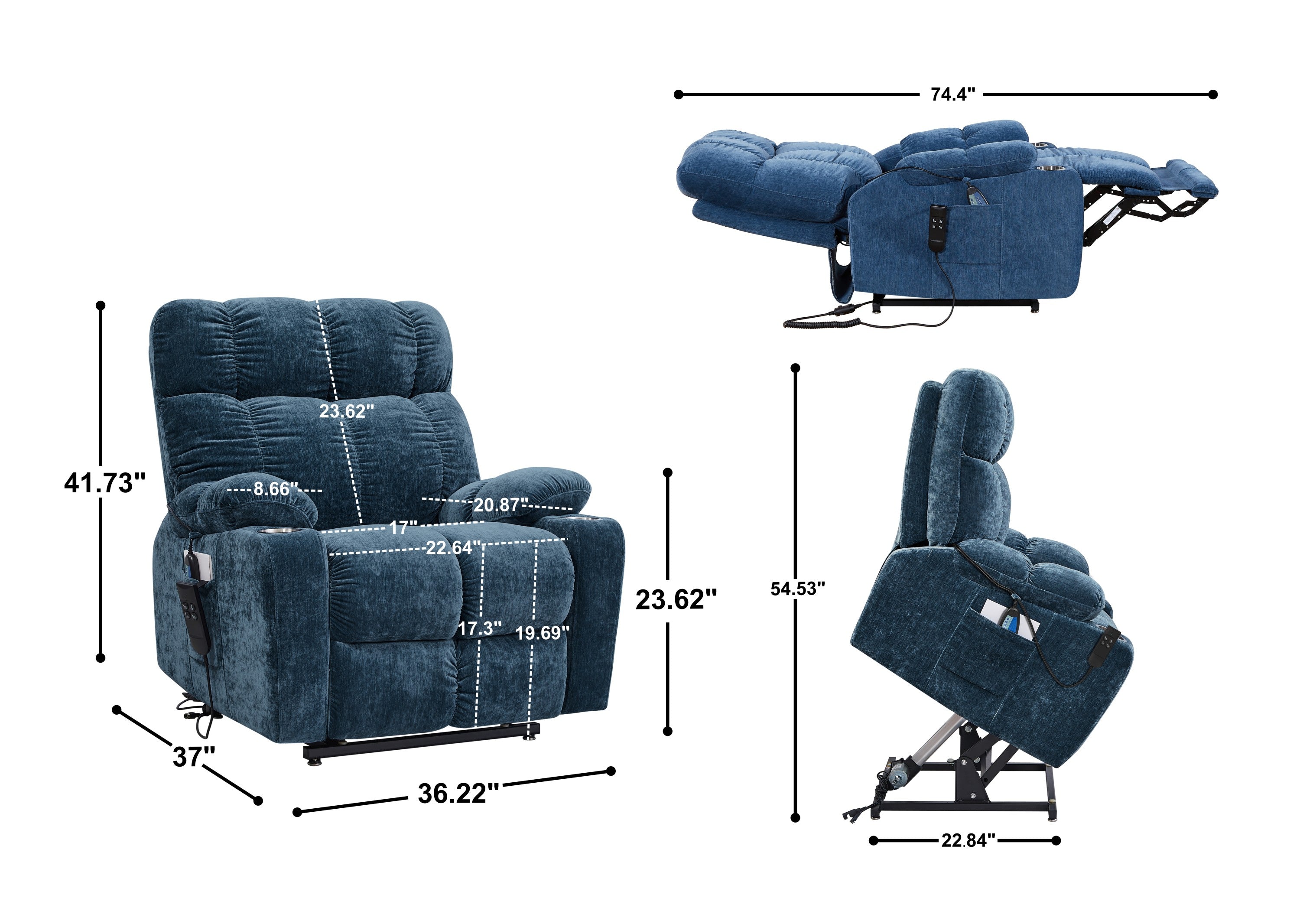 Liyasi Dual OKIN Motor Power Lift Recliner Chair  for Elderly Infinite Position Lay Flat 180° Recliner with Heat Massage - Grand Goldman Shop