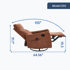 Orange Heat Massage Manual Recliner Chair with Rocker and Swivel in Fabric for Living Room - Grand Goldman Shop