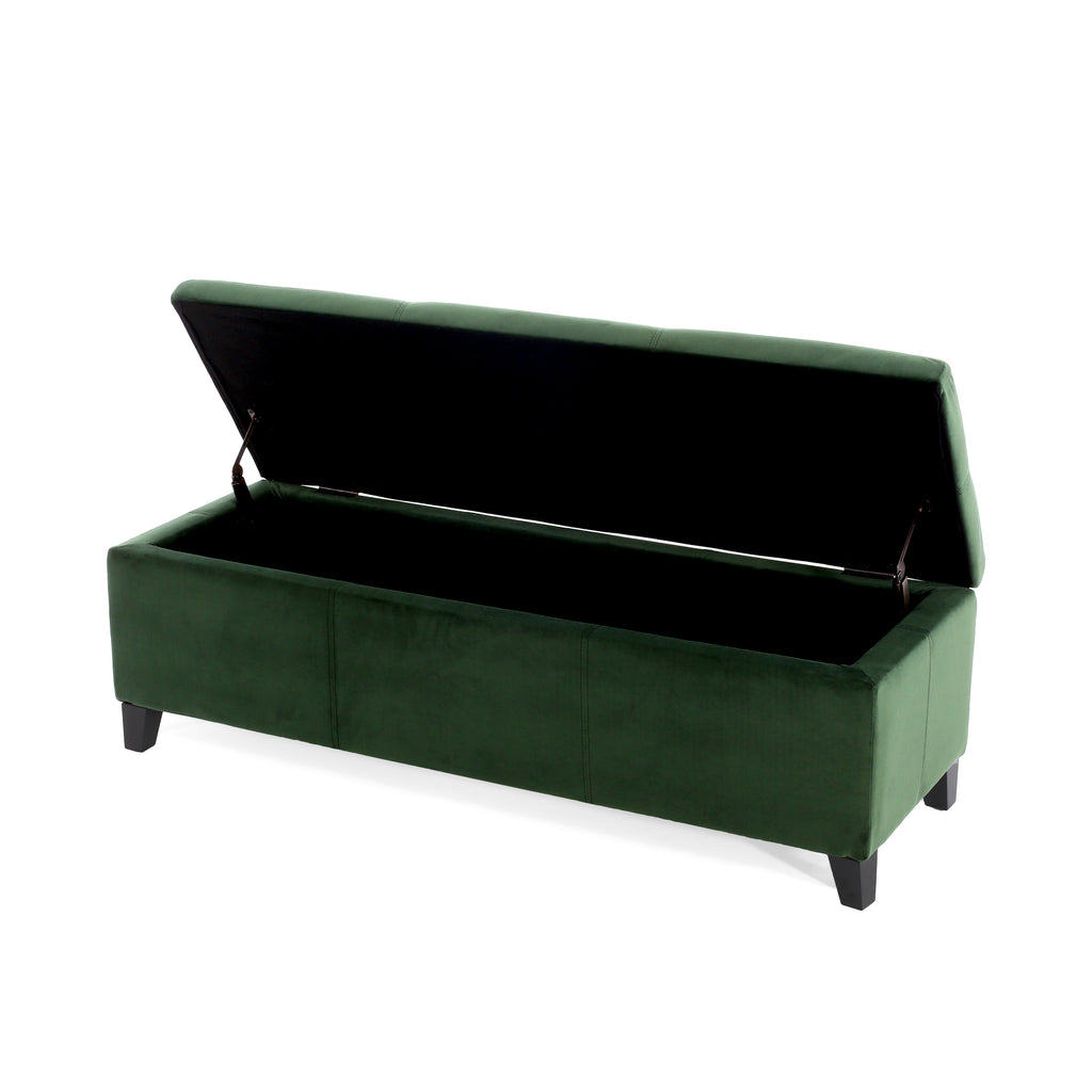 Indoor Forest Green Storage Ottoman Bench - 51.25''L Upholstered Entryway Bench with Hidden Storage, 300lbs Weight Capacity for Living Room, Bedroom & Hallway - Grand Goldman Shop