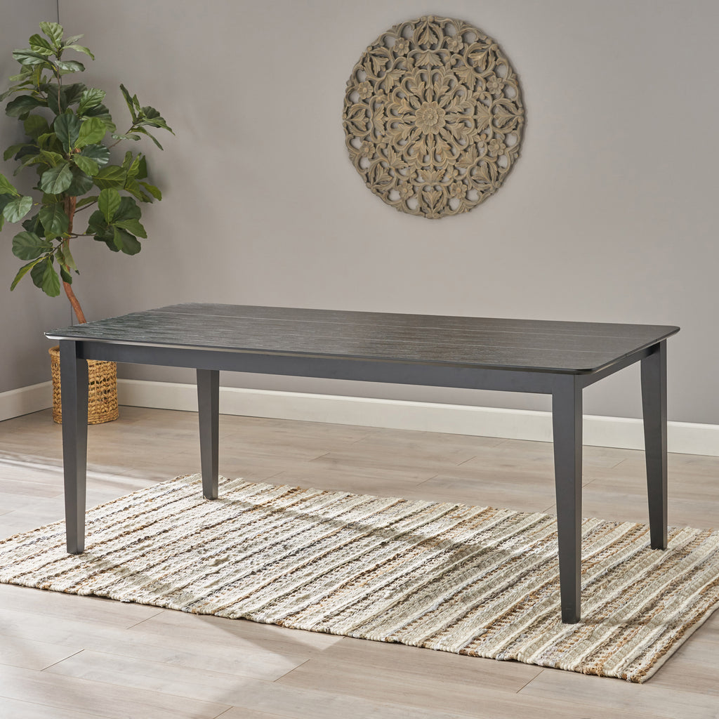 Farmhouse Charm Dining Table with Square Leg Black Solid Wood and MDF 76x35.5 inches - Grand Goldman Shop
