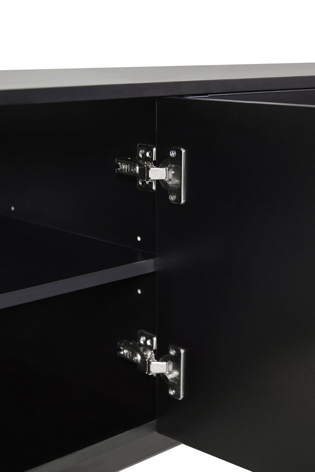 ON-TREND Graceful TV Stand with Arch Cabinets for TVs Up to 78'', Minimalist Entertainment Center with Solid Wood Legs, Practical Media Console with Adjustable Shelves for Living Room, Black - Grand Goldman Shop