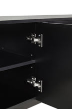ON-TREND Graceful TV Stand with Arch Cabinets for TVs Up to 78'', Minimalist Entertainment Center with Solid Wood Legs, Practical Media Console with Adjustable Shelves for Living Room, Black - Grand Goldman Shop