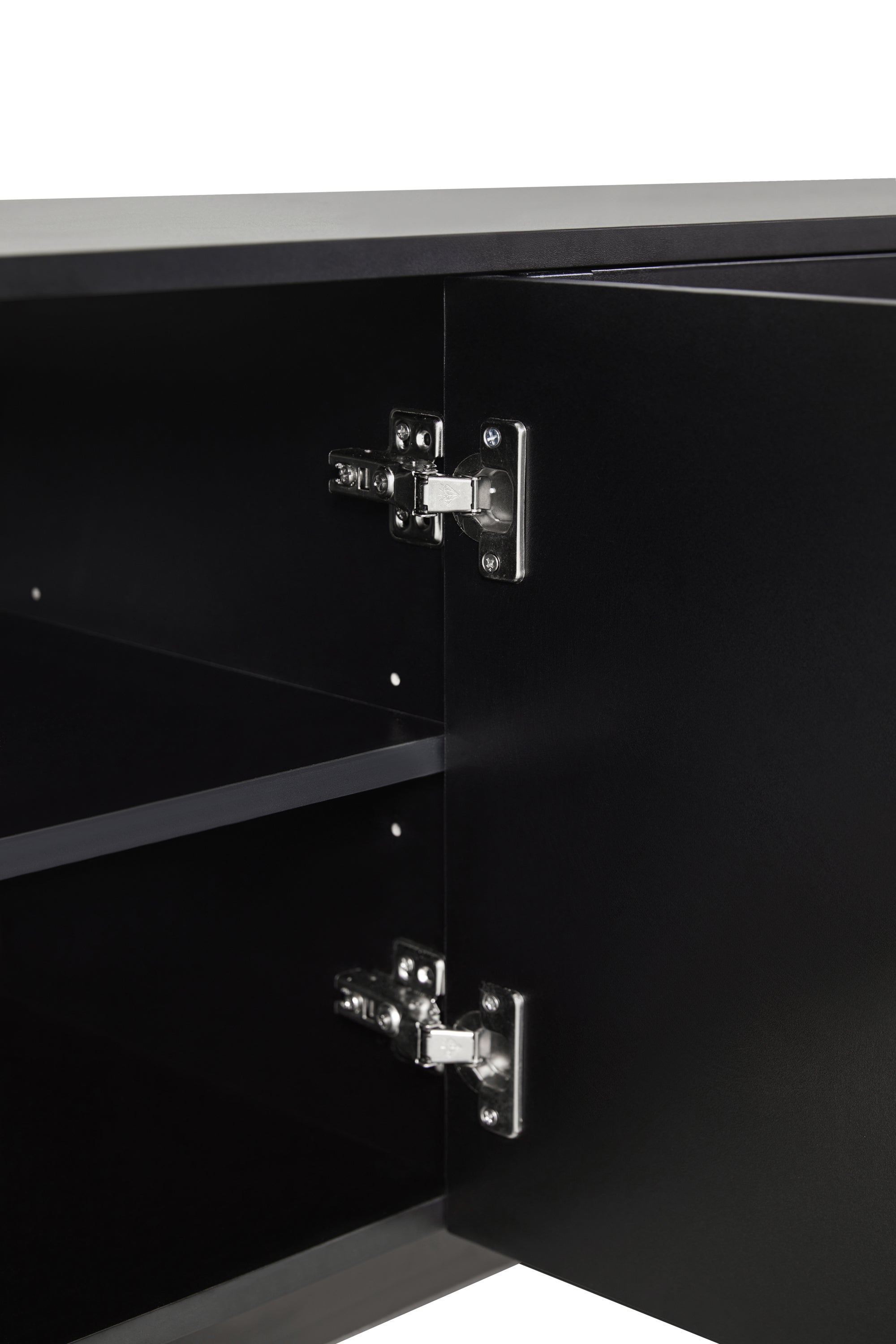 ON-TREND Graceful TV Stand with Arch Cabinets for TVs Up to 78'', Minimalist Entertainment Center with Solid Wood Legs, Practical Media Console with Adjustable Shelves for Living Room, Black - Grand Goldman Shop