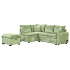 Convertible Sofa Bed Sectional Sofa Sleeper with Storage Ottoman, Green Chenille, 82.67 inches - Grand Goldman Shop