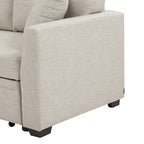 76.5' Linen Blend Upholstered Sectional with Pull-Out Bed and Chaise Storage - Grand Goldman Shop