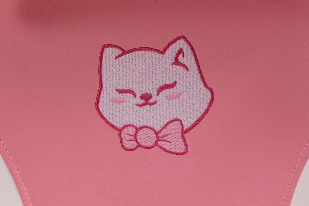 Cat Ears Pink Gaming Chair - Pink PU Leather Ergonomic Reclining Office Chair with Footrest, 310lb Capacity, 6-Position Recli