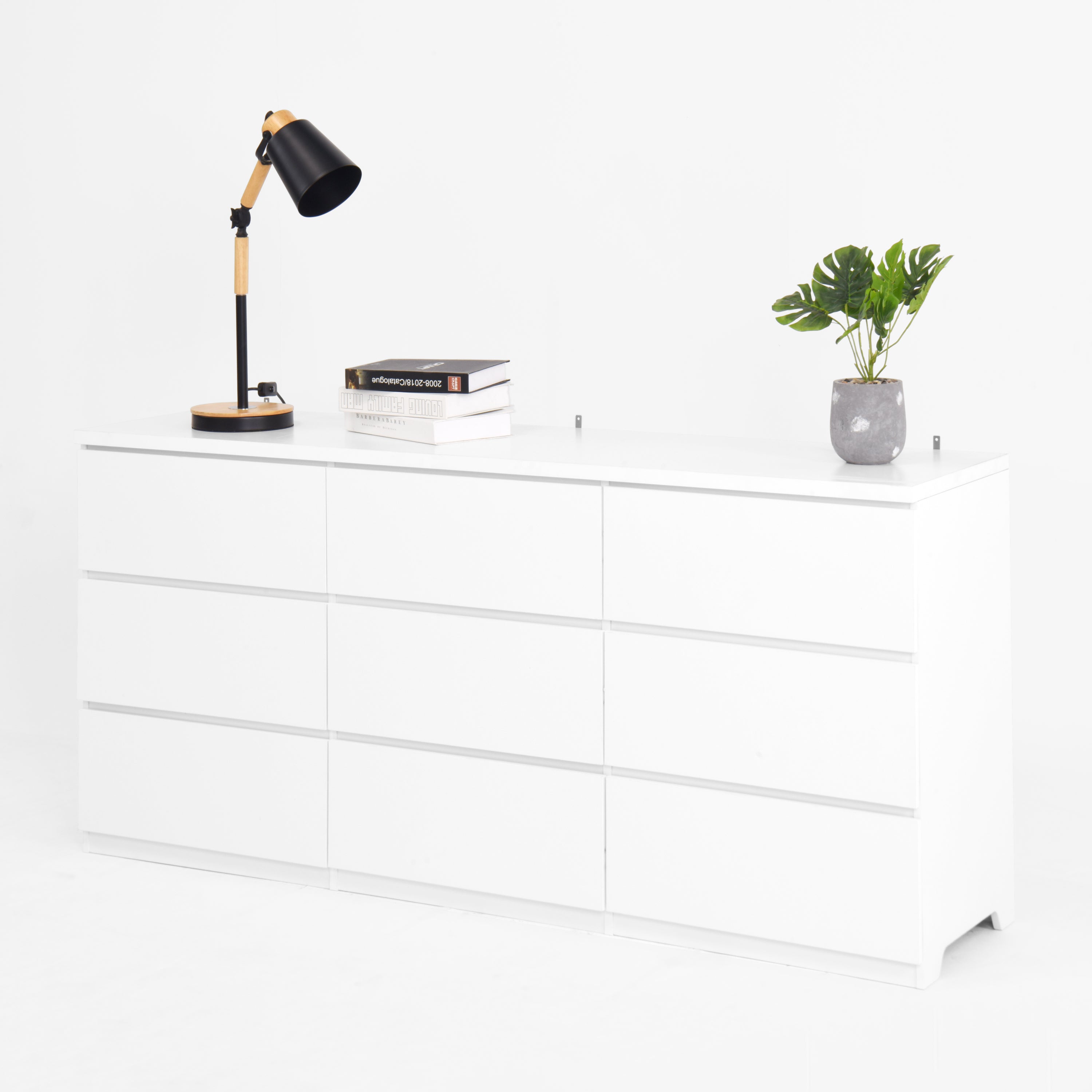 9 Drawer Dresser with No Handle Design, Modern White Matte Wood Dresser for Bedroom, Storage Chest of Drawers for Living Room, Hallway, Entryway - Grand Goldman Shop