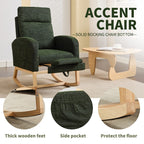 Modern Accent Rocking Chair Rocking Chair with Solid Wood Legs, Upholstered Nursery Glider Rocker, Comfy Armchair with Side Pocket, Living Room Lounge Arm Chair with High Backrest fabric - Grand Goldman Shop