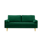 65-inch minimalist velvet sofa with metallic-coloured legs, complete with cushions, suitable for the living room or bedroom. - Grand Goldman Shop