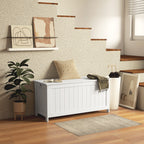 HOMCOM 39.4' Storage Chest w/ 2 Safety Hinges, Wooden Box, White - Grand Goldman Shop