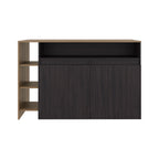 Elgin Kitchen Bar Counter with Ample Storage and Shelves, Black Wengue / Natural Oak - Grand Goldman Shop