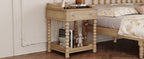 Retro Style Nightstand with Drawer and Open Shelf for Bedroom, Bedside Table with Turned Legs and Metal Handle,Natural - Grand Goldman Shop