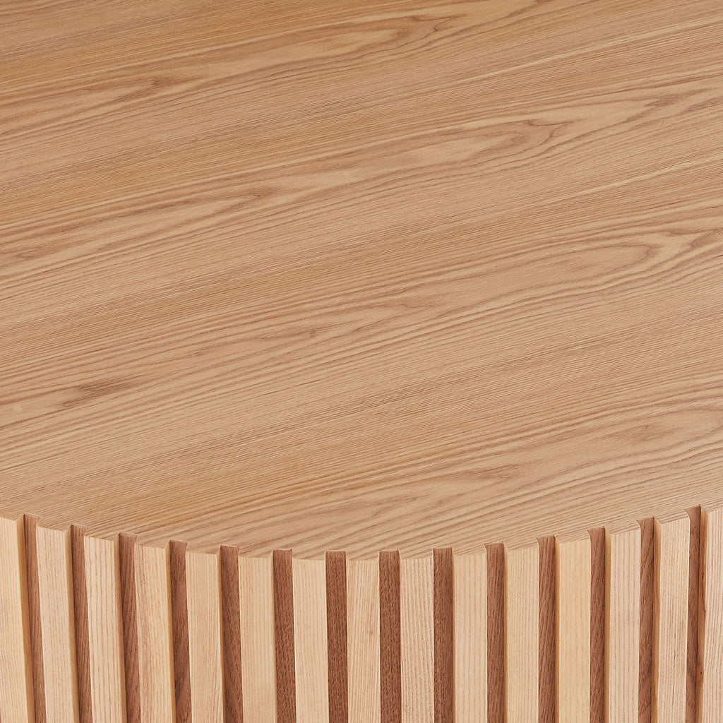 31.49'' Round Wood Coffee Table for Living Room, Modern Handcraft Drum Coffee Table, Circle Wooden Coffee Table for Small Space Apartment ASH.(Same Sku:W876P243948) - Grand Goldman Shop