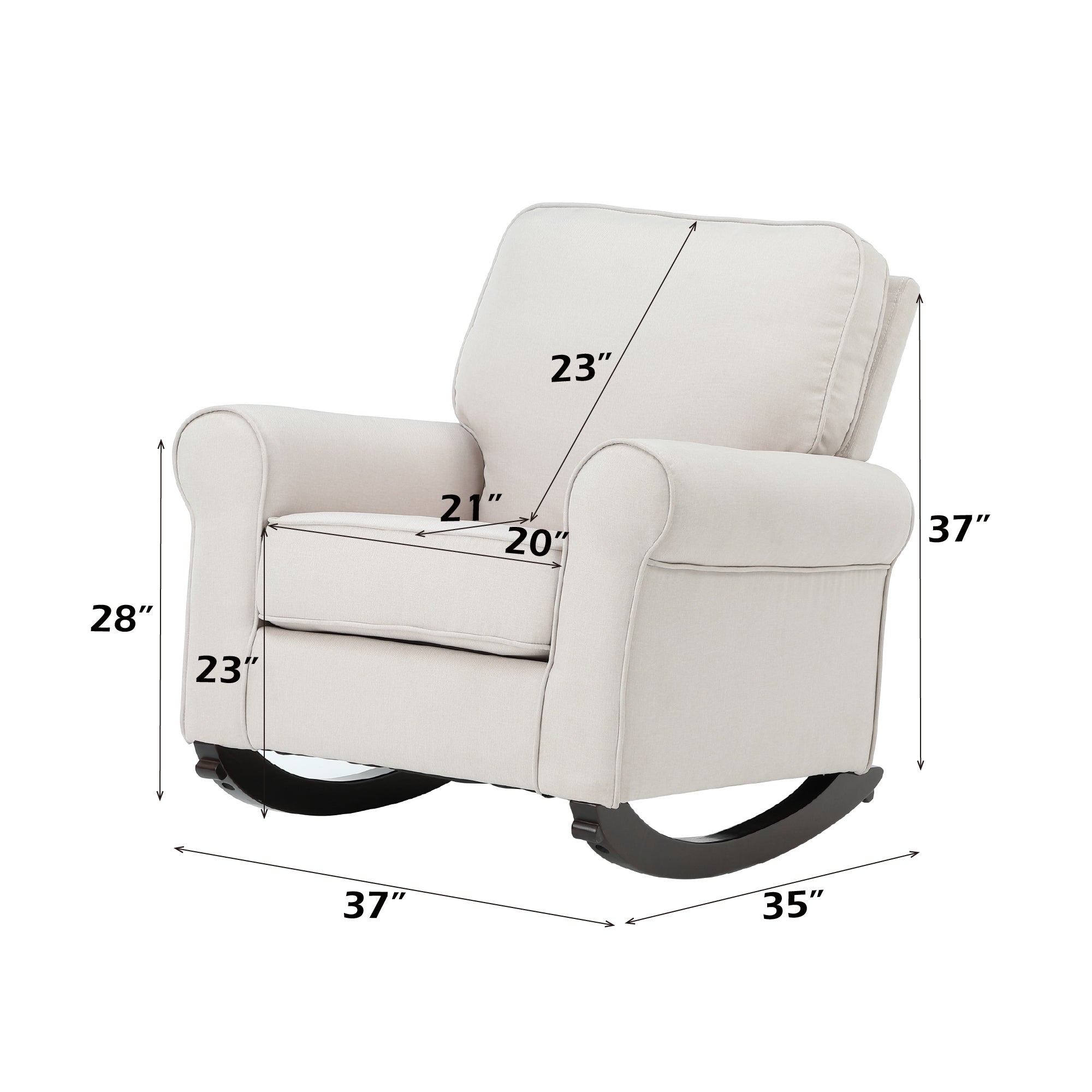 Elvin Beige Fabric Rocking Chair - Grand Goldman Shop