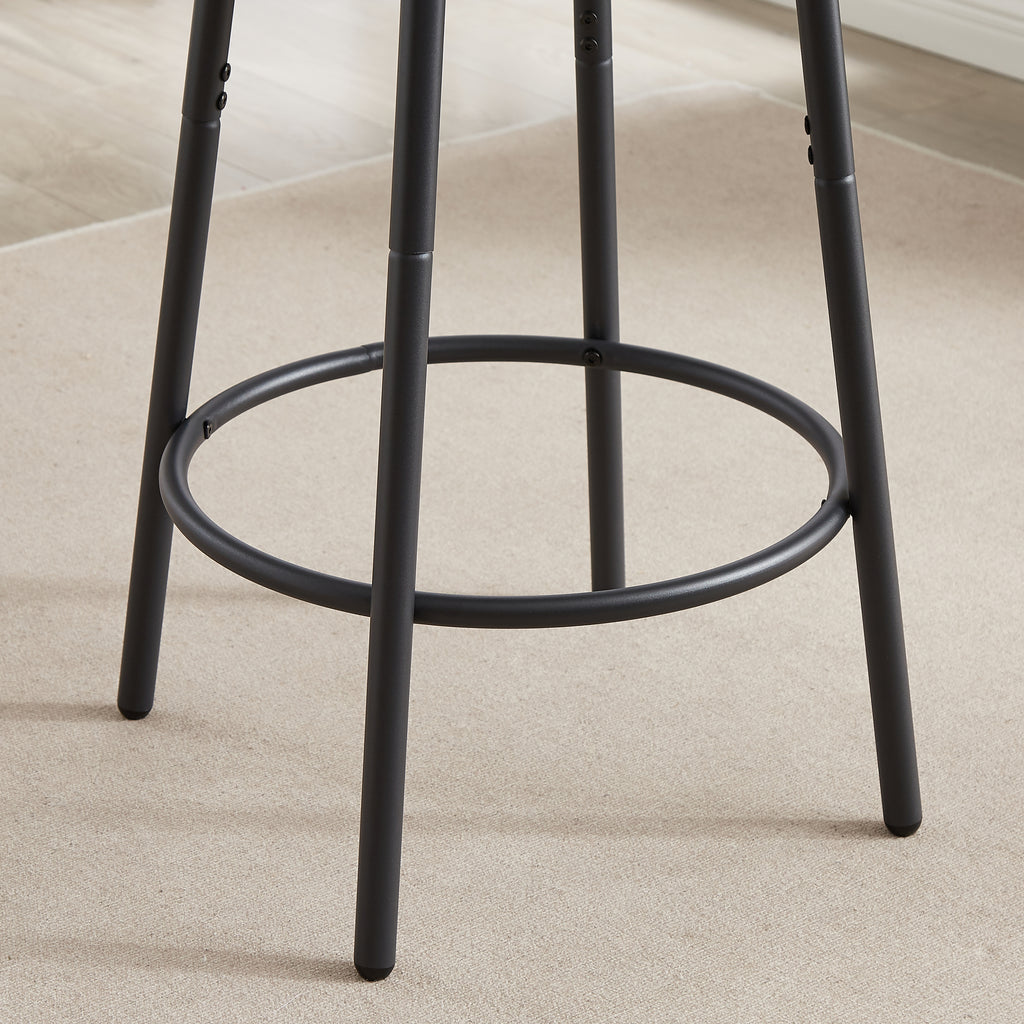 Round bar stool set with shelf, upholstered stool with backrest, Rustic Brown, 23.62'' W x 23.62'' D x 35.43'' H - Grand Goldman Shop