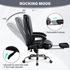 Massage Office Chair with Heat and 6 Vibration Points,Executive Office Chair with Foot Rest and Padded Armrests,Reclining Bac