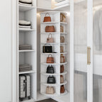 Rotating Shoe Rack Tower, 8-Tier Spinning Storage Rack, Free Standing 360° Revolving Organizer in White with PVC Construction, Holds 32 Pairs of Shoes - Grand Goldman Shop