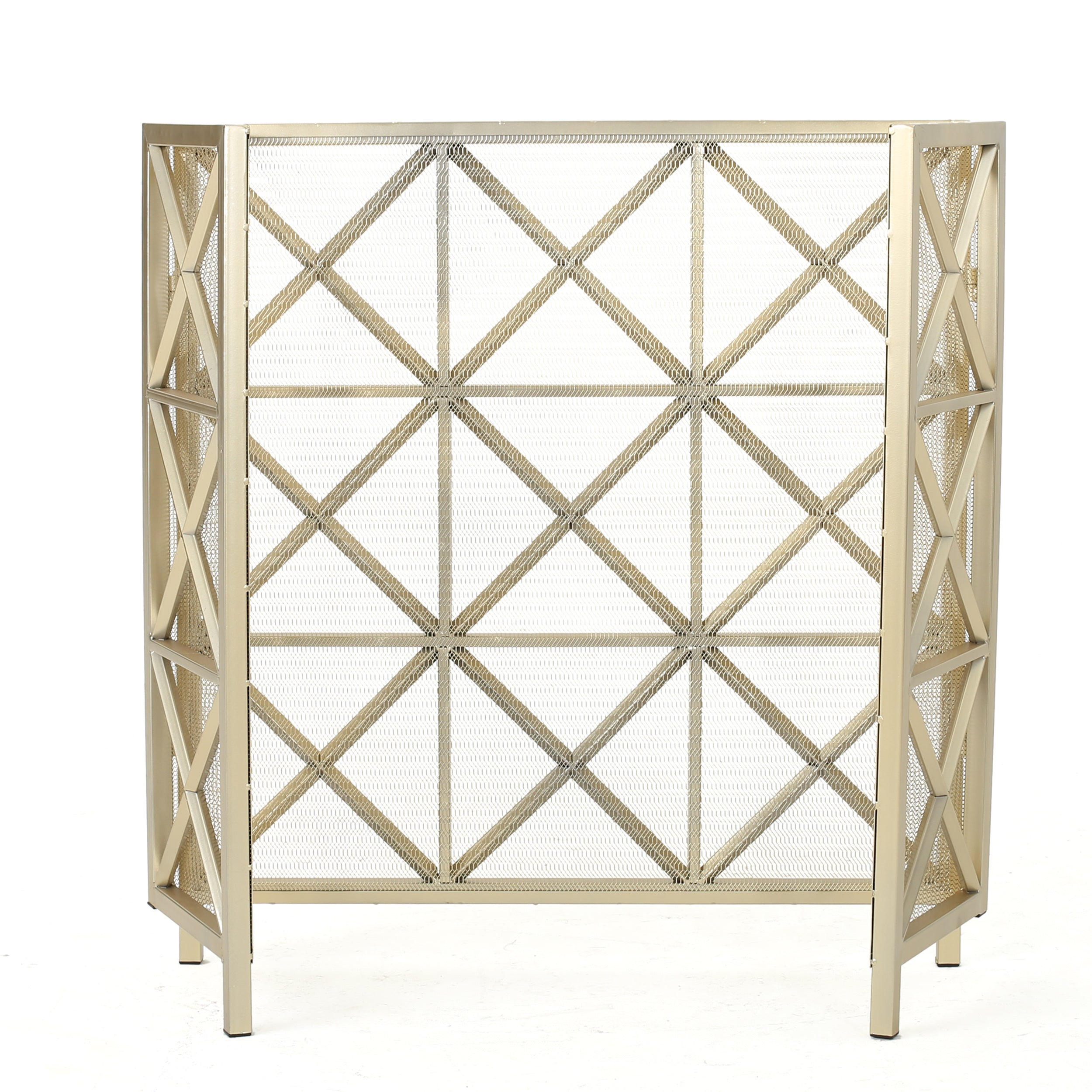 Margaret 3-Panel Fireplace Screen Iron Black/Gold - Grand Goldman Shop
